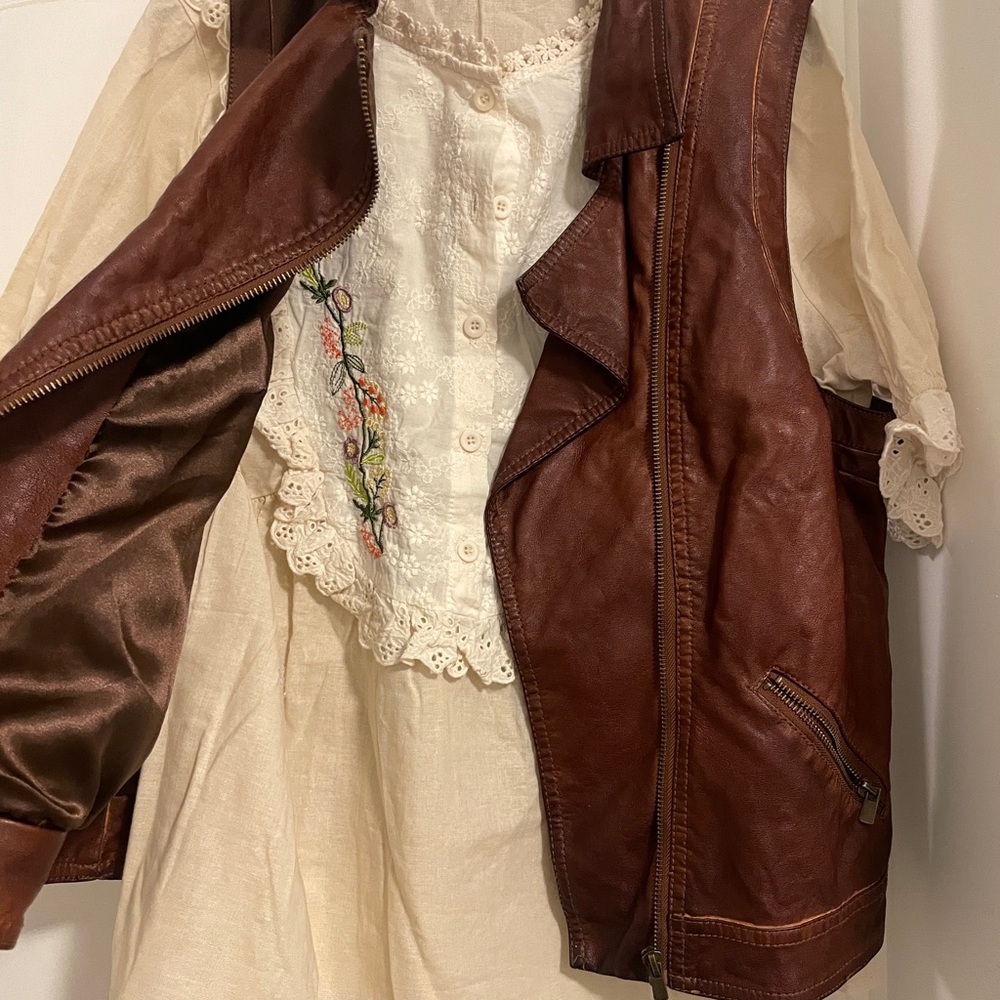 Nevada Brown Leather Moto Vest